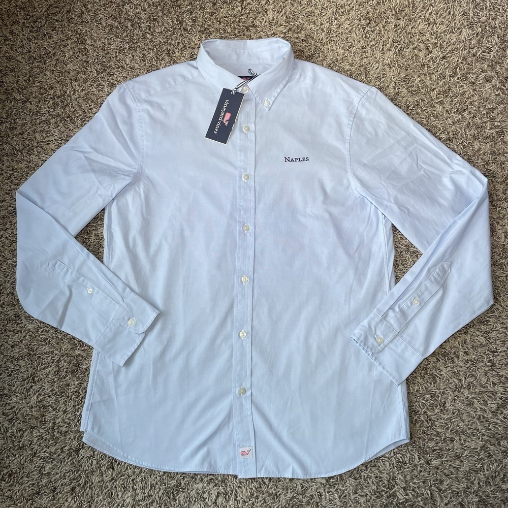 Vineyard Vines Button Up Shirt Mens Medium Light Blue Murray Ian & Shep Naples